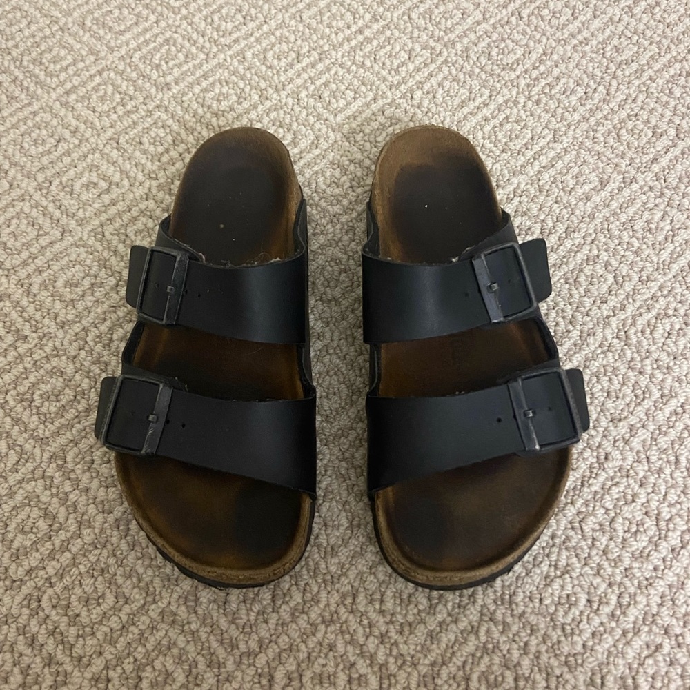 Black leather Birkenstocks